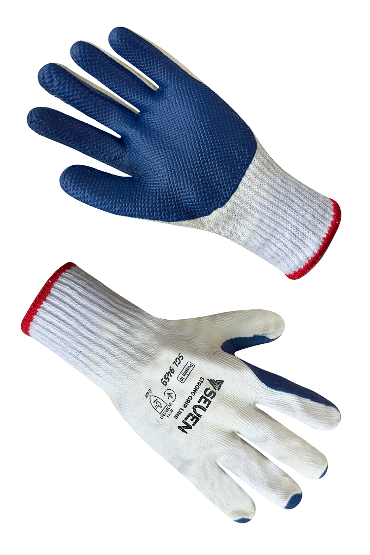 Рукавички "Скляр" білі з синім латексним покриттям SEVEN SGL9459